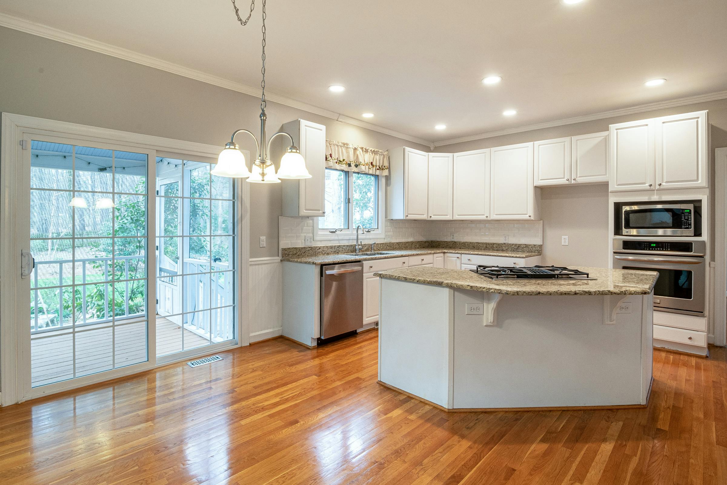 Bright modern styled kitchen counter with marble