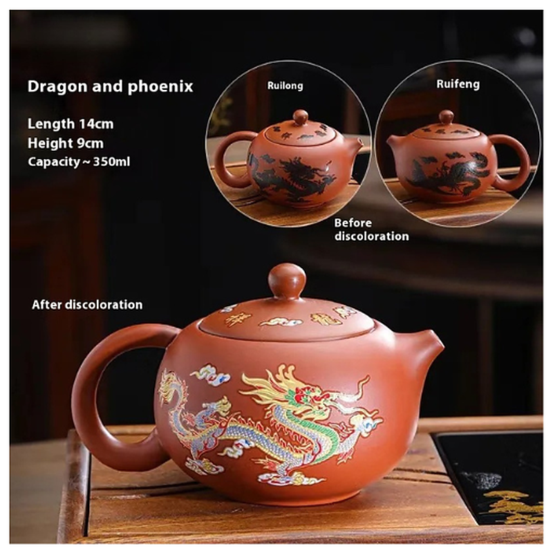 Dragon And Phoenix Pot Red Mud